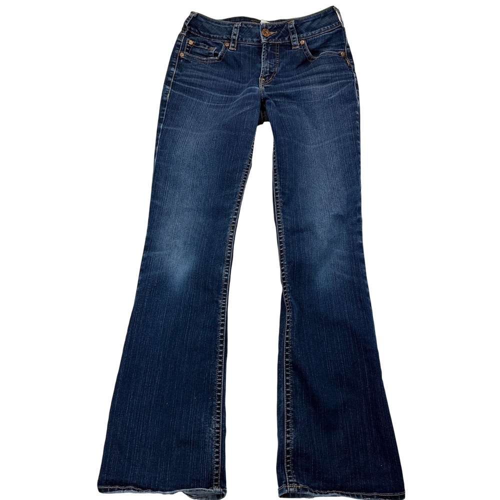 Silver Jeans Co Suki Womens W28 L32 Dark Wash Bootcut Jeans Embroidered Pockets